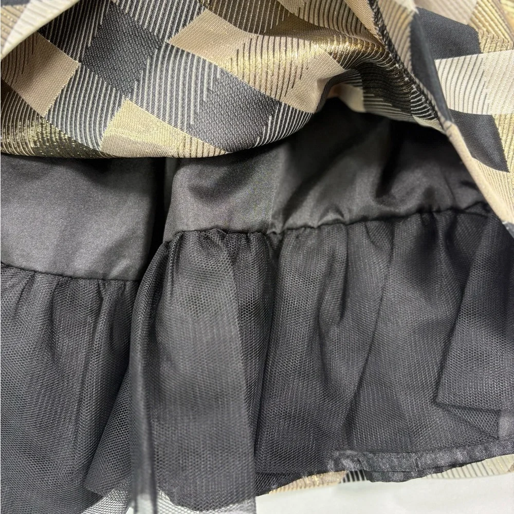 Gymboree Girls Black Gold Cream Plaid Jacquard Skirt - Perfect Present | Size 7